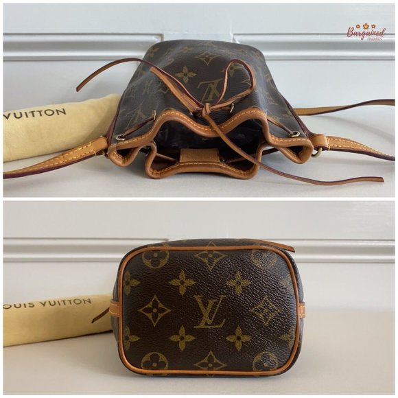 Authentic LOUIS VUITTON Monogram Coated Canvas Leather Nano Noe Crossbody Bag - Picture 8 of 12